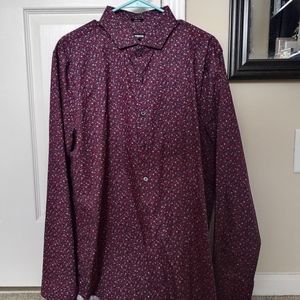 Express Red Floral Button Down